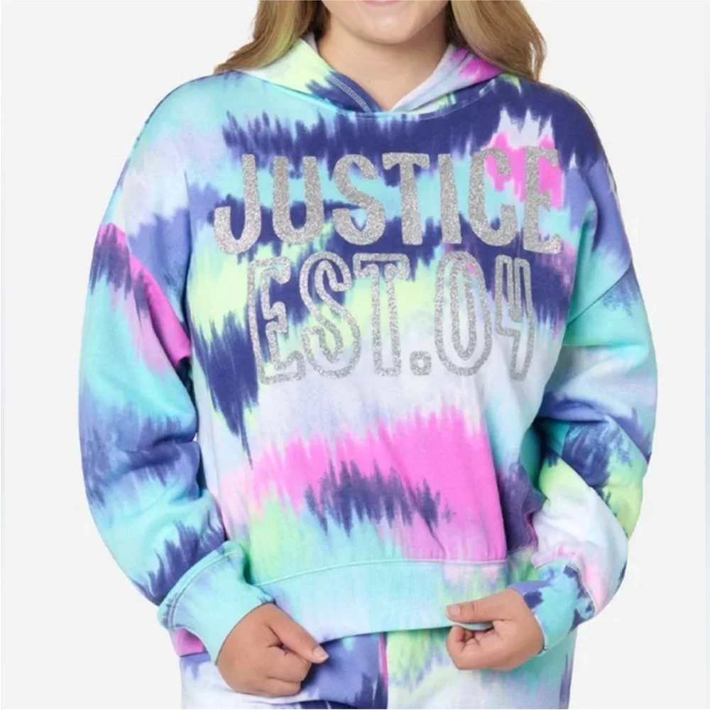 Justice Blue and Purple Tie-Dye Hoodie